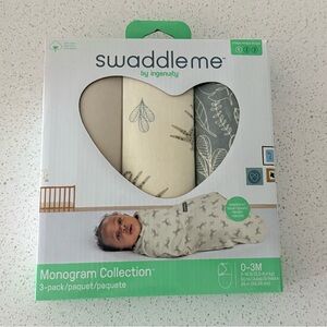 SwaddleMe Monogram Collection 3-Pack in Cream, Tan, and Gray